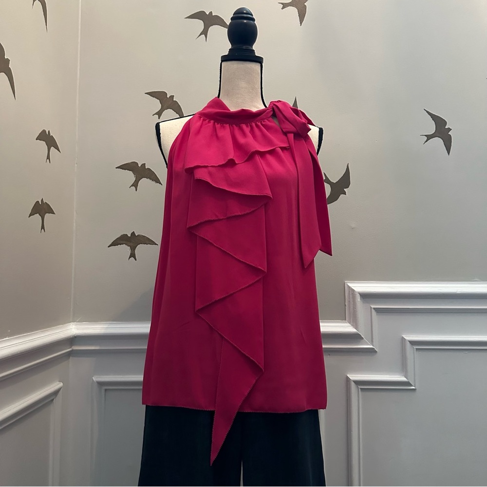 Rachel Roy Pink Neck Tie Blouse XL